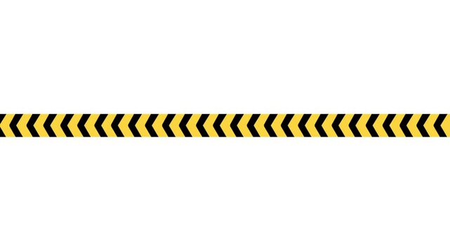 Caution tape and police lines animation. Black and yellow striped lines animation. Hazard warning tape. Transparent background with alpha channel.