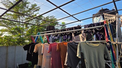 clothes hanging on a clothesline