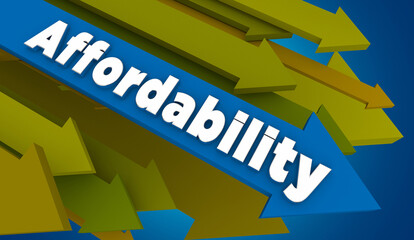 Affordability Decline Fall Decrease Arrow Down Prices Costs Rising Higher Inflation 3d Illustration
