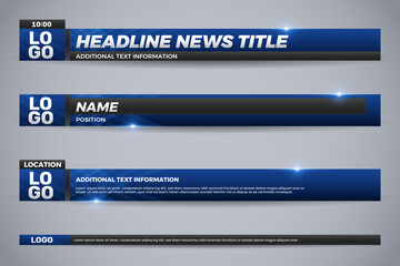Set blue broadcast lower third overlay for business channel