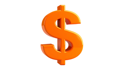 A shiny, orange 3D dollar symbol against a stark, black background