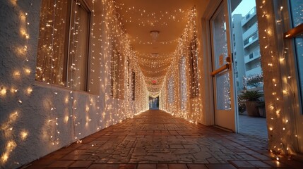 Magical Hallway Adorned with Beautiful Twinkling Fairy Lights