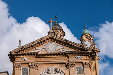 Obraz premium Church of Jesus (Chiesa del Gesu) or Church of Saints Ambrose and Andrew was re-built between 1552 and 1589, typical example of the Genoese Baroque style. GENOA, ITALY.