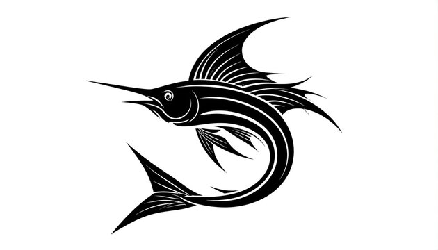 曲線的に構成されたセイルフィッシュの躍動感あるロゴ風表現