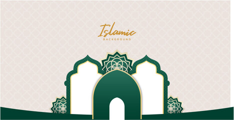 Islamic Banner with Dome Arch Mosque Decoration Stage Background Template