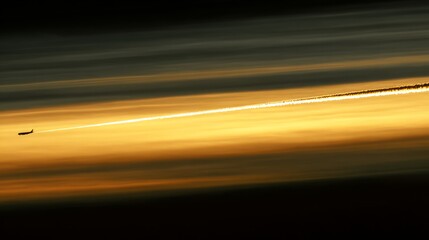 departure. A commercial aircraft silhouetted against a vibrant sunset, motion blur adding dynamic energy. inspiring travel planning, mobility guides, designed for mobility and urban transit guides.
