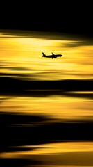 departure. A commercial aircraft silhouetted against a vibrant sunset, motion blur adding dynamic energy. inspiring travel planning, mobility guides, designed for mobility and urban transit guides.
