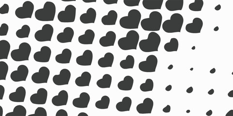 Pattern of Dark Hearts Fading into Dots.