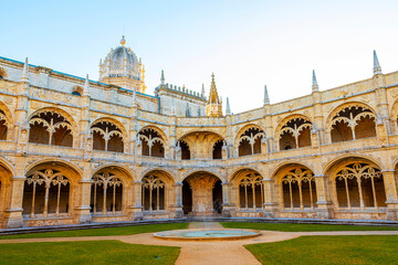 Historic 17th century cloisters of Jeronimos Monastery or Hieronymites Monastery, UNESCO World Heritage site
