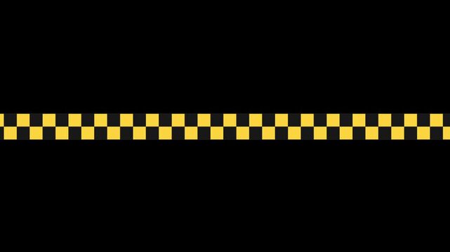 warning tape and police lines animation, black and yellow lines running across, 4k video