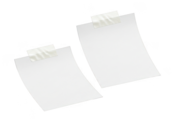 Two blank notes isolated on transparent background