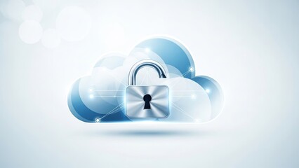 Secure cloud storage with locked padlock for data protection and privacy