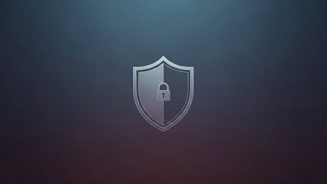 Secure protection shield with padlock on dark gradient background - Powered by Adobe