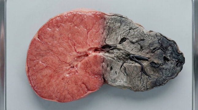 Comparison of Healthy Living Tissue versus Dead Necrotic Ischemic Tissue Slice