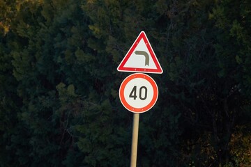 Speed limit sign in a residential street
