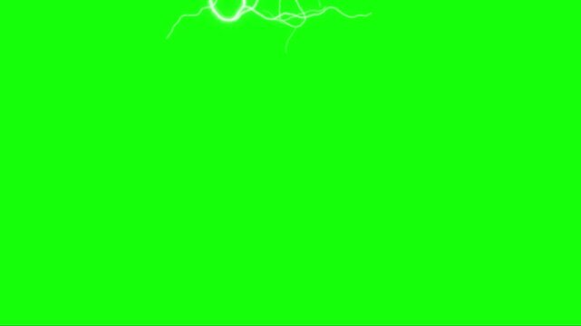 Dynamic Forked Lightning Animation Striking on Green Screen for VFX