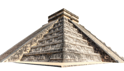 Ancient stepped pyramid structure with a flat top, showcasing detailed architecture (1)
