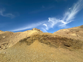 Fibrous gypsum (selenite) layers in sedimentary rock, Eilat Mountains, Israel