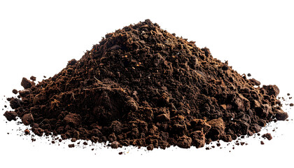 A close-up of a pile of dark, rich soil against a black background