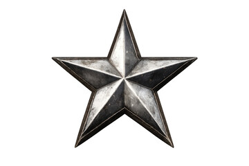 Obraz premium Distressed metal star illustration on a transparent background. Representing achievement, rating, quality, success, and reward