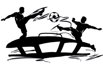 Techball, a soccer game played across a table in a silhouette style.