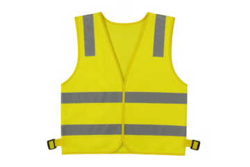 Yellow high-visibility safety vest for personal protective equipment, ensuring worker visibility and accident prevention