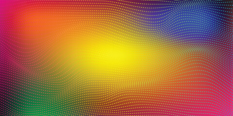 Abstract Waving Particle Technology Background. 3d wave point fractal science futuristic audio visualization. Hi-tech and big data. Digital technology and science for brochures, card, banner. Vector.