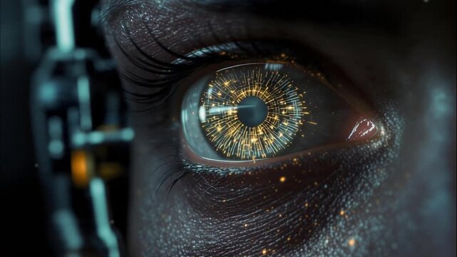 Bionic human eye with artificial intelligence interface and golden mechanical iris