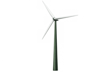 Wind turbine generating clean energy, renewable power, and sustainable electricity concept on transparent background