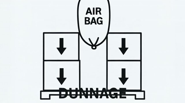 Air bag dunnage in supply chain logistic for cargo protection by preventing movement damage filling empty spaces ensuring safe transport delivery