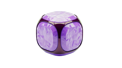 Purple Gem Cube on White Background