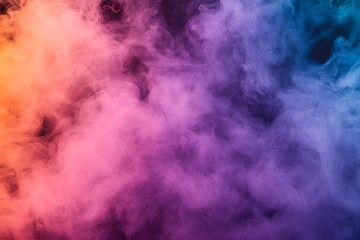 Colorful smoke swirling on dark background abstract