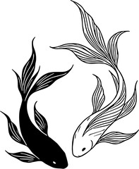 Symbol for fish koi black and white tattoo
