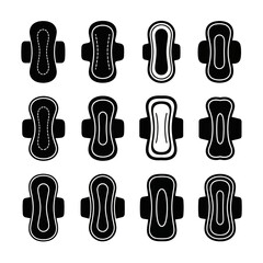 Sanitary Pad and Feminine Care Product Icon Set for Personal Hygiene Interfaces