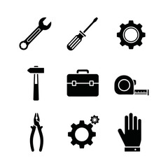 Tools, Equipment, and Maintenance Icon Set for Repair, Workshop, and Technical Services