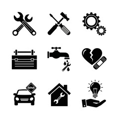 Settings, Tools, and System Configuration Icon Set for Technical and User Interfaces