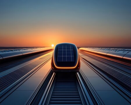 Solarpowered hyperloop pod with integrated solar charging system, revolutionizing highspeed sustainable transportation