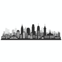 Fototapeta premium Silhouette of a city skyline with buildings of varying heights and shapes