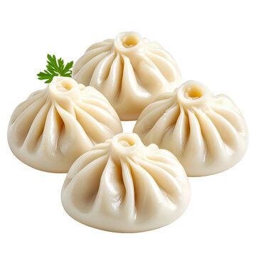 Savory buuz with traditional spice blend, professionally styled and isolated on white background for food branding