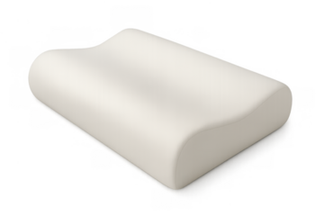 Orthopedic pillow conforming to head and neck contours, promoting proper spinal alignment and restful sleep. Transparent background