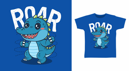 Cute dinosaur illustration hand drawn, vector ready for print on t-shirt and other uses.