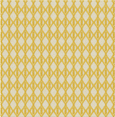 Yellow geometric diamond pattern on beige woven fabric texture background isolated on transparent background