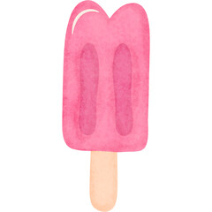Sweet Pink Popsicle Ice Cream Illustration