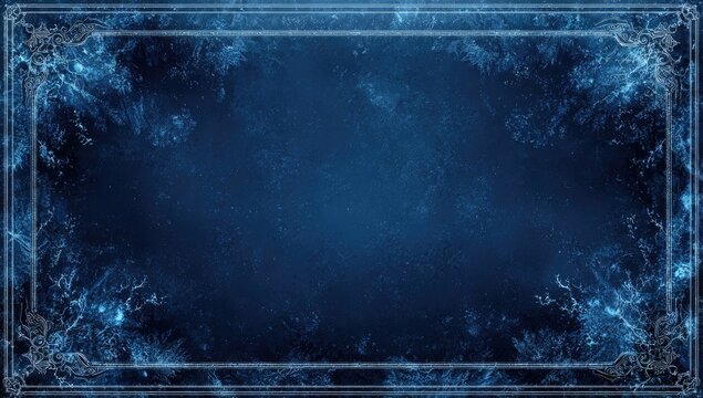 Ornate icy blue frame with frosty textures and a dark center