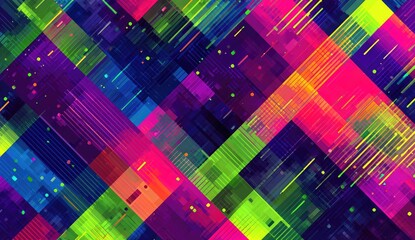 Vibrant abstract geometric pattern with diagonal lines and dots