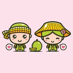 chibi pair of durian sellers