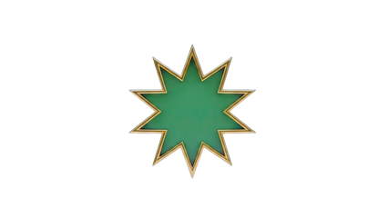 Green Starburst with Gold Trim on White Background