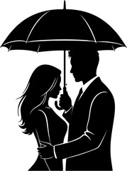man and woman under umbrella