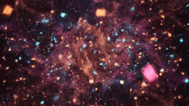 Vibrant Holi Celebration: Colorful Powder Clouds and Glittering Particles Create a Mesmerizing Visual for the Hindu Spring Festival