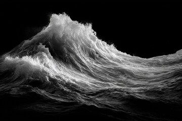 Powerful wave cresting in grayscale